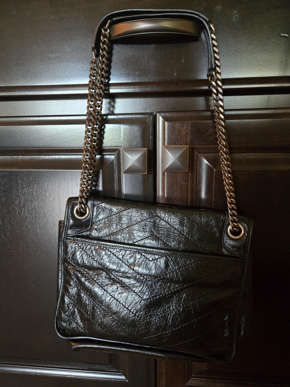 Saint Laurent Black Leather Quilted Chain Shoulder Bag - Picture 5 of 8